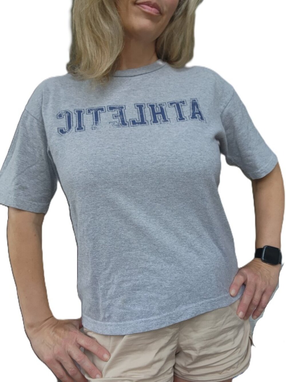 GAP Grey Short Sleeve Tee with Navy 'ATHLETIC' Print